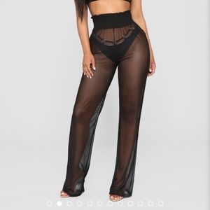 Black mesh cover up pants